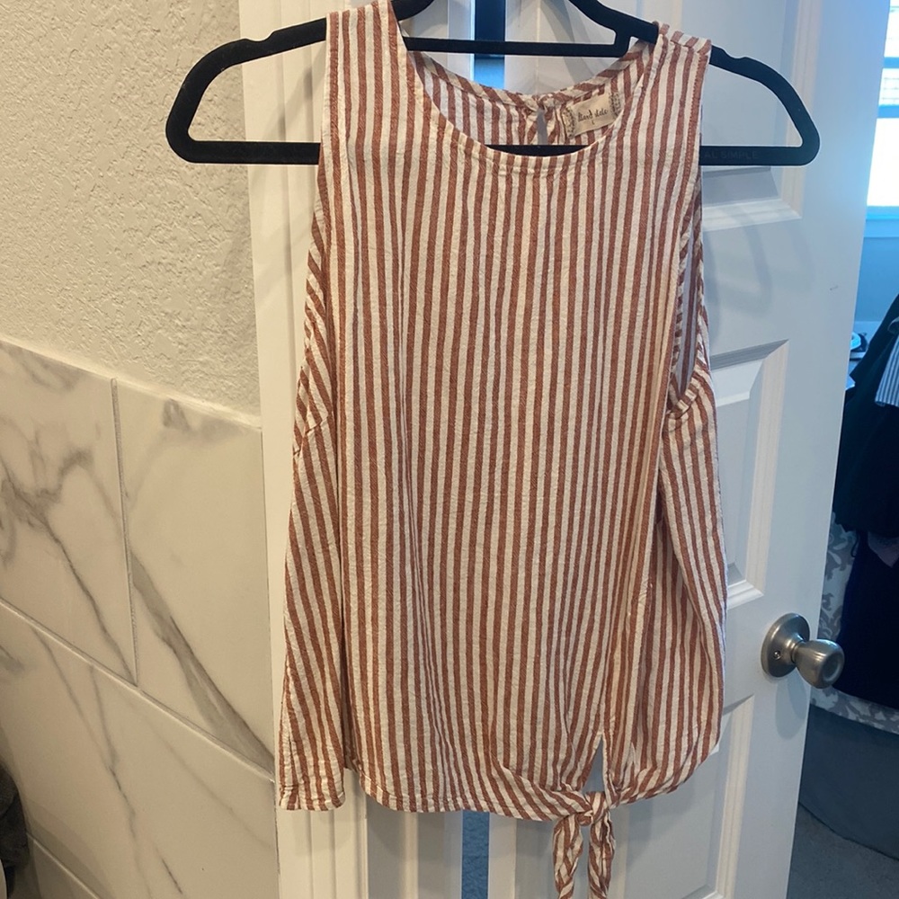 Altar’d Stare Large Orange and White Stripped Tank with tie.